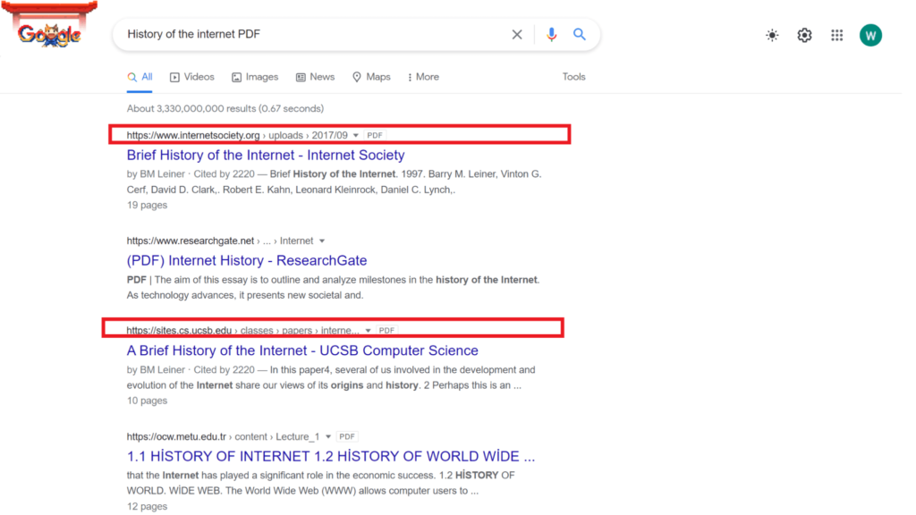 PDF apperance in search results