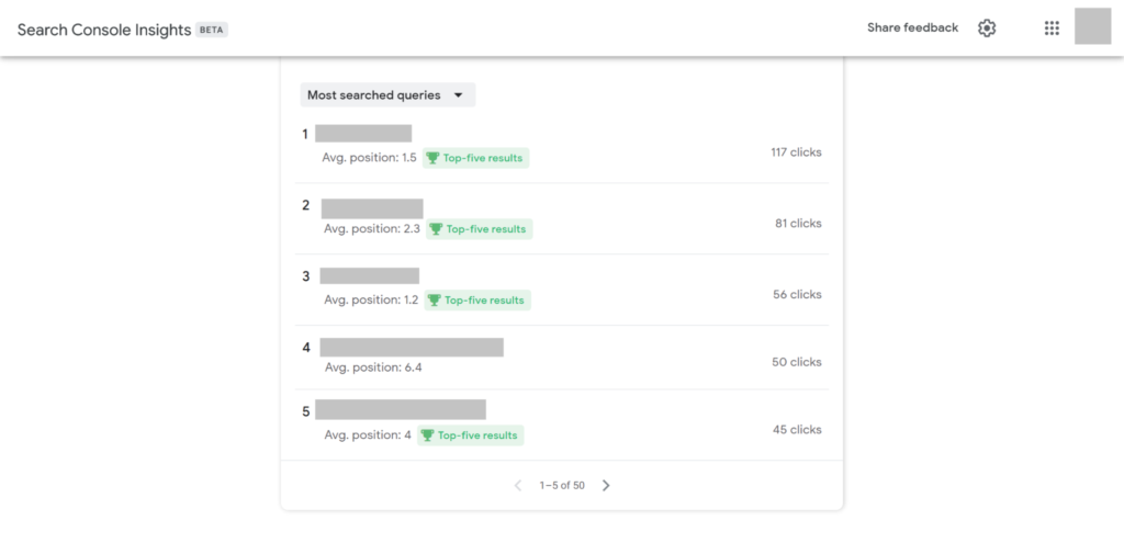 Google Search Console insights beta