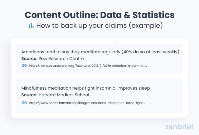 Content Outline Data & Statistics How to back up your claims (example)