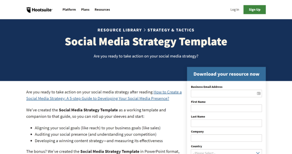 Social Media Strategy Template - Hootsuite