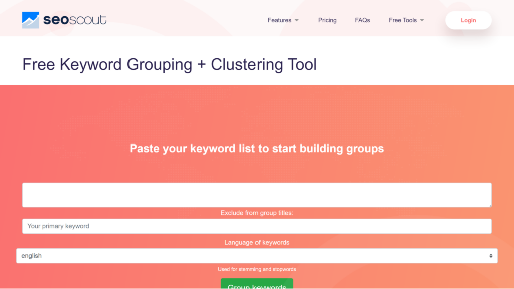 SEOSCOUT keywords grouping