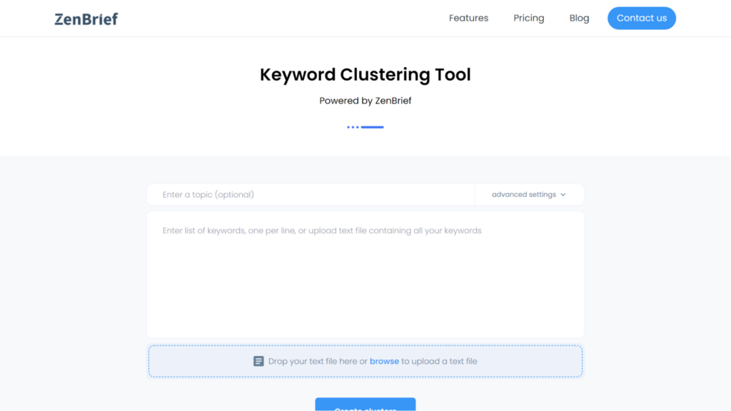 ZenBrief Keyword Clustering Tool - Keyword Grouping