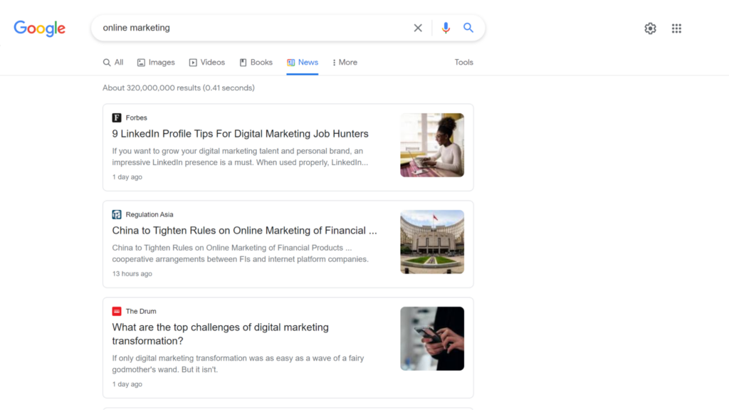 Use Google News to find trending topics