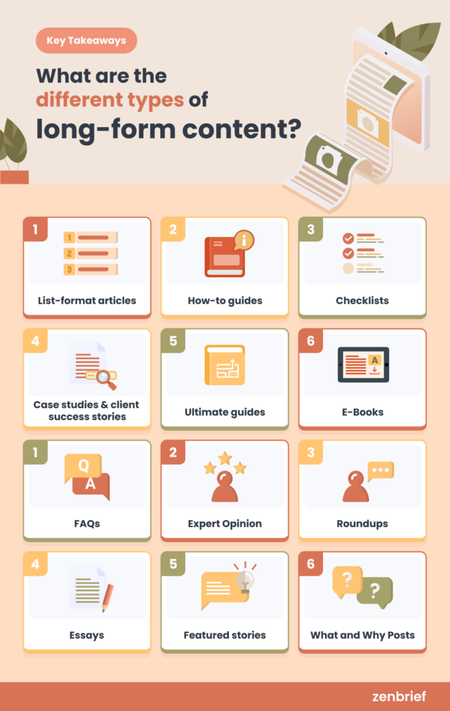 Different types of long-form content