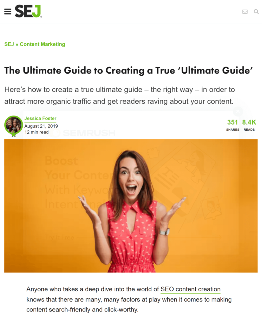 Ultimate guides example of long-form content